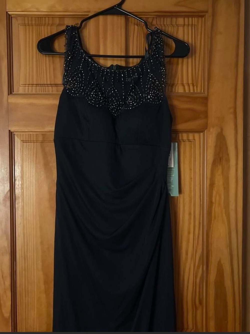 Black Beaded Sleeveless Prom Dress